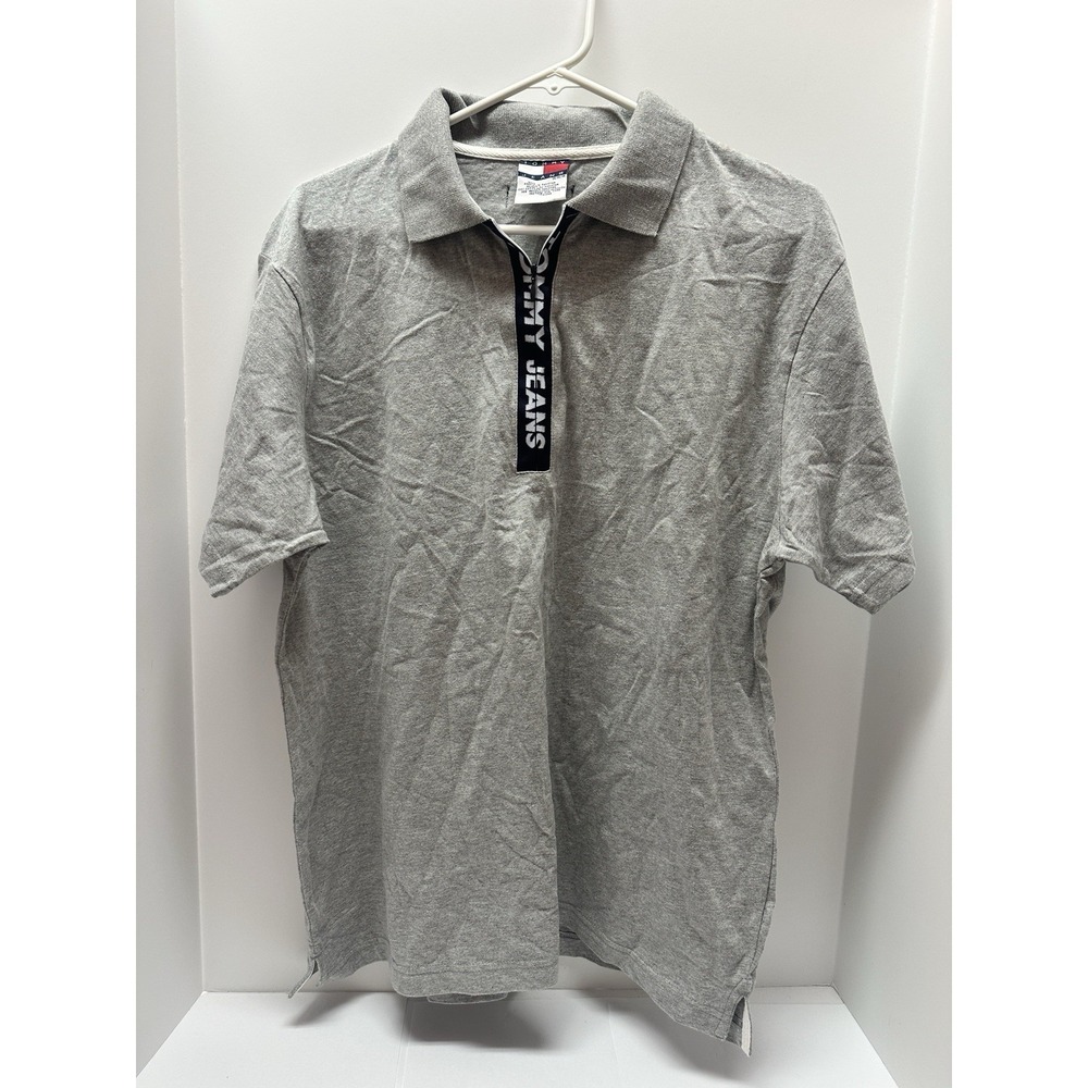 Vintage Tommy Jeans 100% Cotton Zip Up Polo Size Medium Made In Pakistan‎